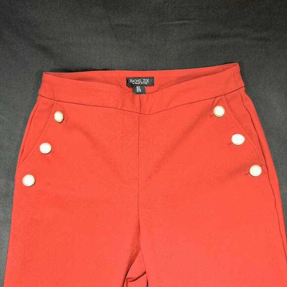 RACHEL ZOE Women's Dress Pants Size 6 Red Wide Leg Flair STRETCH - Picture 4 of 9